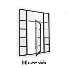 Charger l'image dans la galerie, Single Pivot French Door with 10" Sidelights - Custom Pivot Door