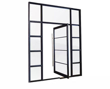 Charger l'image dans la galerie, Single Pivot French Door with 10" Sidelights - Custom Pivot Door