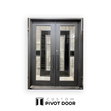Load image into Gallery viewer, Hestia Iron Door with Black Glass detail - Custom Pivot Door
