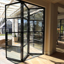 Load image into Gallery viewer, Notus 3 x 4 Panel Aluminum Black Bi-fold Doors - Custom Pivot Door
