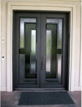 Load image into Gallery viewer, Hestia Iron Door with Black Glass detail - Custom Pivot Door
