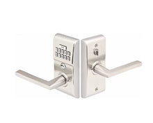 Charger l'image dans la galerie, EMTEK Modern Brass Keypad Leverset - Custom Pivot Door
